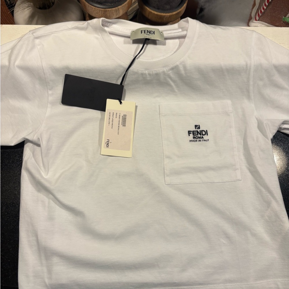 Fendi White Pocket Tee Large New with tags